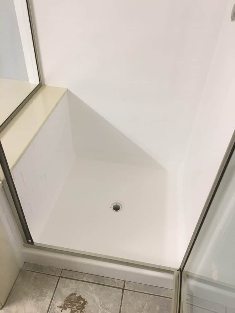 White Rebuilt Shower Pan